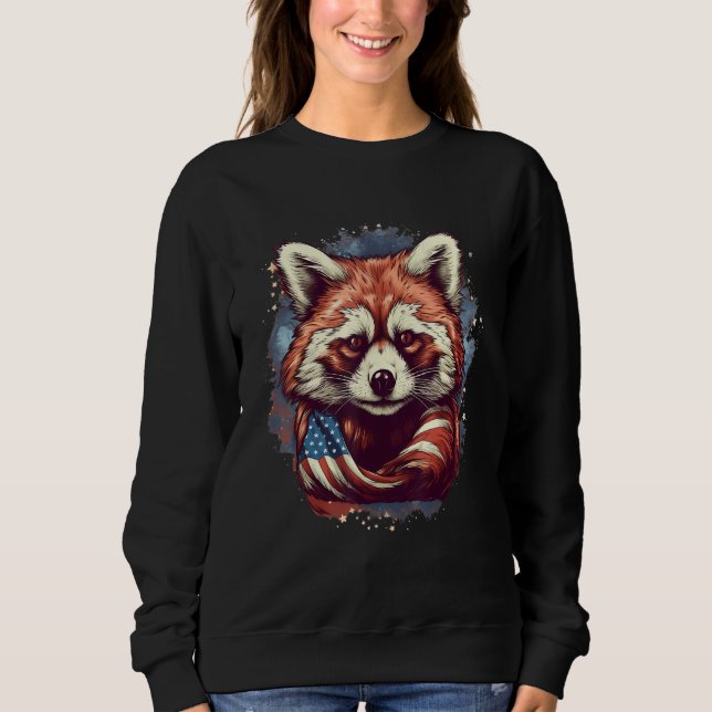 Sweatshirt 4 juillet Drapeau américain Panda roux 2 (Devant)