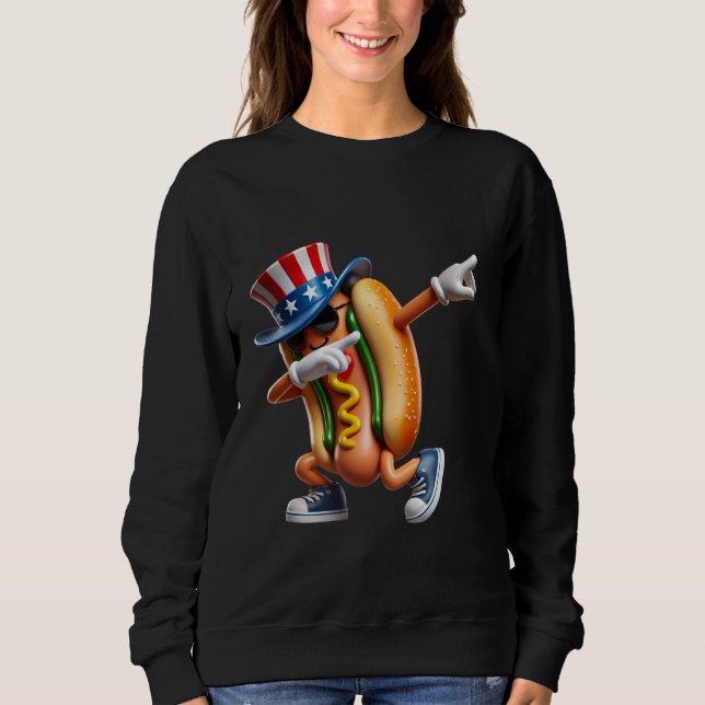 Sweatshirt 4 juillet drôle de HotDog (Devant)