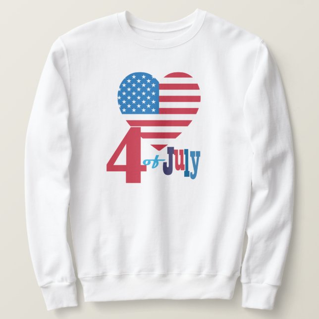 Sweatshirt 4 juillet États-Unis Drapeau Coeur Drapeau Feu d'a (Design devant)