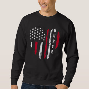 Sweatshirt 4 juillet Femmes Infirmière patriotique Coeur arti