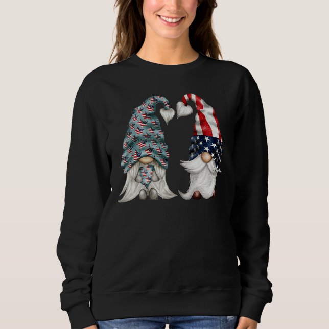 Sweatshirt 4 juillet Gnomies Pour Fière Vétéran Deux Patriote (Devant)