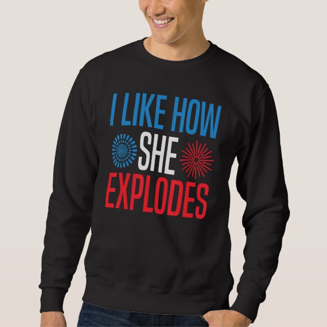 Sweatshirt 4 juillet j'aime comment elle explose couple assor (Devant)