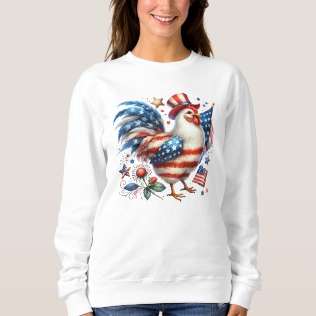 Sweatshirt 4 juillet Poulet Clipart-61531 (Devant)