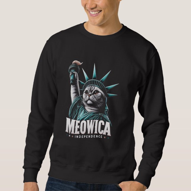 Sweatshirt 4 juillet Statue de la Liberté Chat Meowica Indépe (Devant)