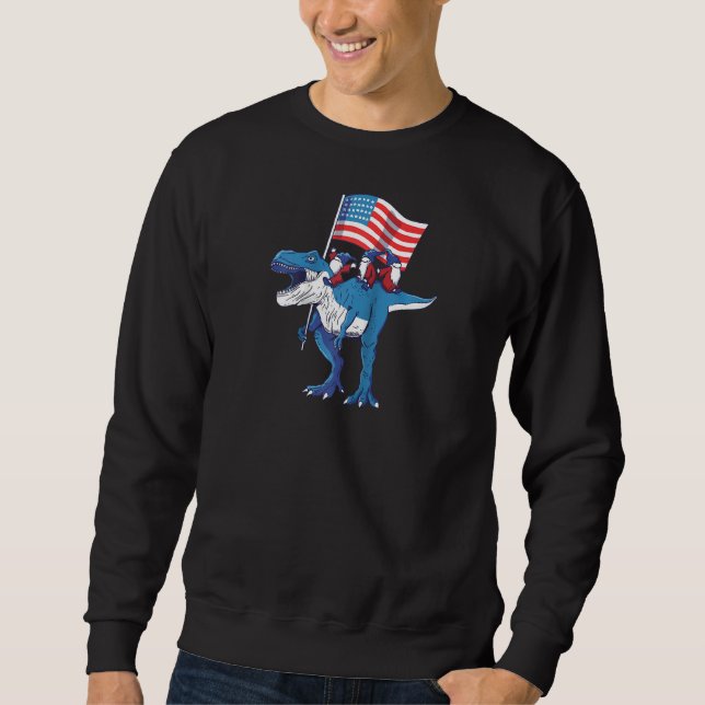 Sweatshirt 4 juillet T Rex Dinosaur Amerisaurus Gnomes Garçon (Devant)