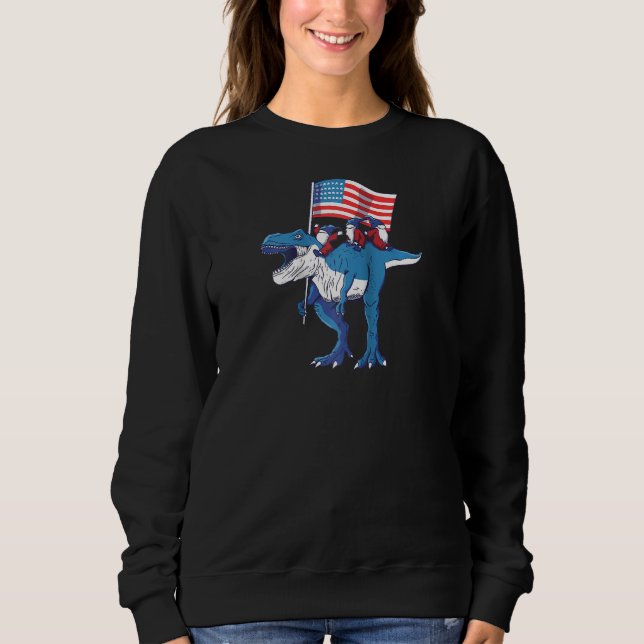 Sweatshirt 4 juillet T Rex Dinosaur Amerisaurus Gnomes Garçon (Devant)