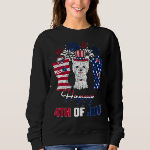 Sweatshirt 4 Juillet Trois Rouge Blanc Yorkshire Terrier Bleu