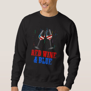 Sweatshirt 4 Juillet Vin Rouge Bleu Amérique Usa Drapeau Indé