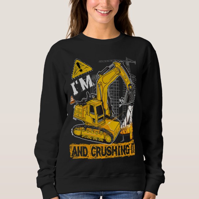Sweatshirt 4e anniversaire J'ai 4 ans et l'écraser Constructi (Devant)