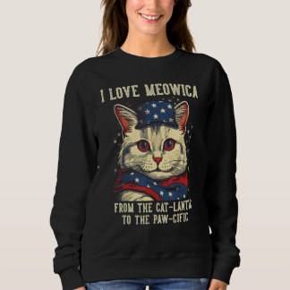 Sweatshirt 4th July Cat Mom I Love Meowica Patriotic Cat Wome