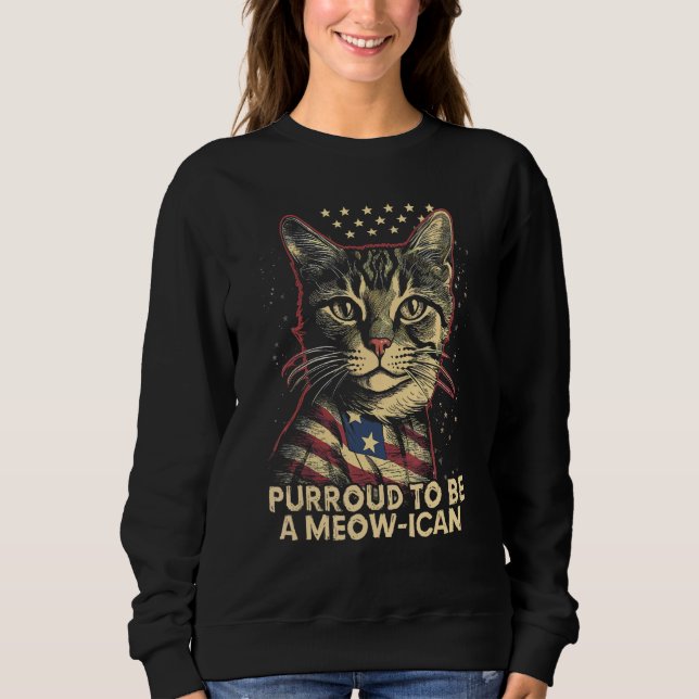 Sweatshirt 4th July Cat  Purroud To Be A Meow Ican American C (Devant)