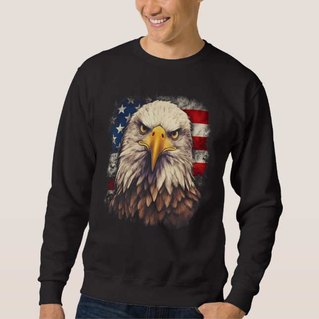 Sweatshirt 4th July US Flag Bald Eagle Proud American Men Wom (Devant)