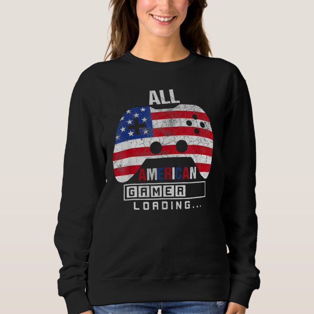Sweatshirt 4th Of July All American Gamer Loading Video Game  (Devant)
