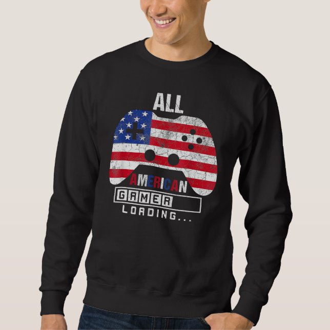 Sweatshirt 4th Of July All American Gamer Loading Video Game  (Devant)