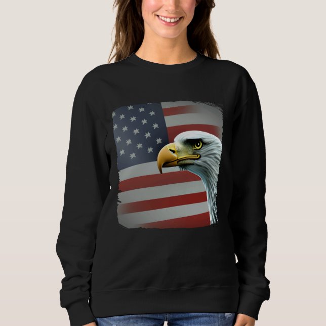 Sweatshirt 4th of July American Bald Eagle Had On USA Flag (Devant)