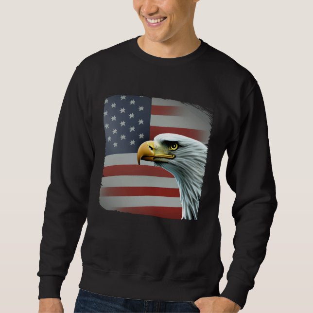 Sweatshirt 4th of July American Bald Eagle Had On USA Flag (Devant)