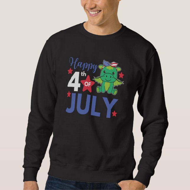 Sweatshirt 4th Of July American Dragon For Kids Cute Usa Drag (Devant)