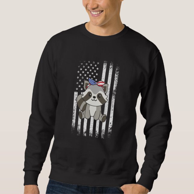 Sweatshirt 4th Of July American Raccoon For Kids Cute Usa Rac (Devant)