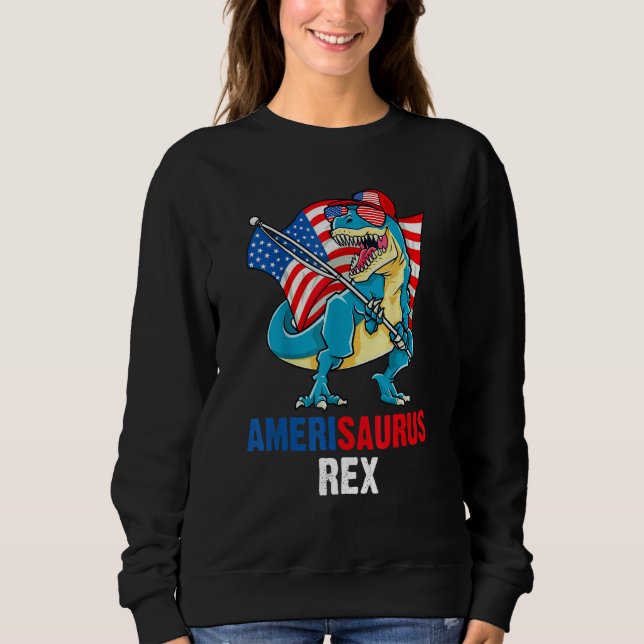 Sweatshirt 4th of July Amerisaurus Rex American Flag T Rex Di (Devant)