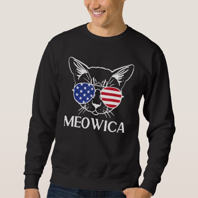 Sweatshirt 4th of July Cat American Flag Sunglasses USA Meowi (Devant)