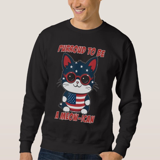 Sweatshirt 4th of July Cat Purroud To Be A Meow-ican, America (Devant)