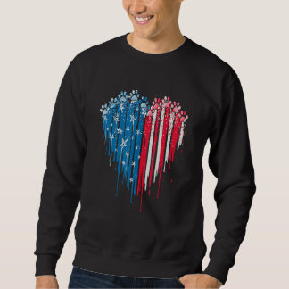 Sweatshirt 4th Of July Dog Paw Heart American Flag