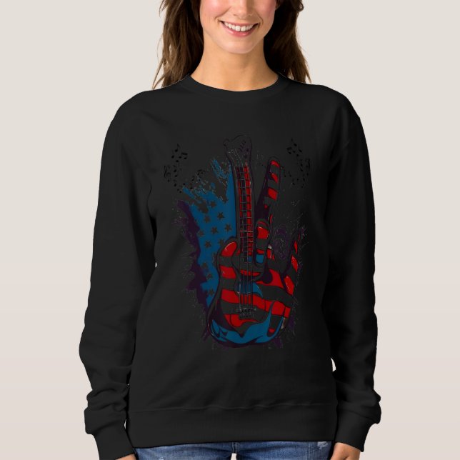 Sweatshirt 4th Of July Electric Guitar USA Flag Guitarist Roc (Devant)