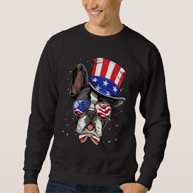 Sweatshirt 4th of July French Bulldog Patriotic American USA  (Devant)