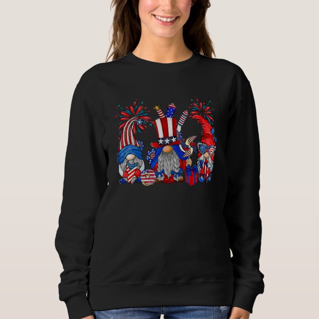 Sweatshirt 4th Of July Funny Patriotic Gnomes Sunglasses Amer (Devant)