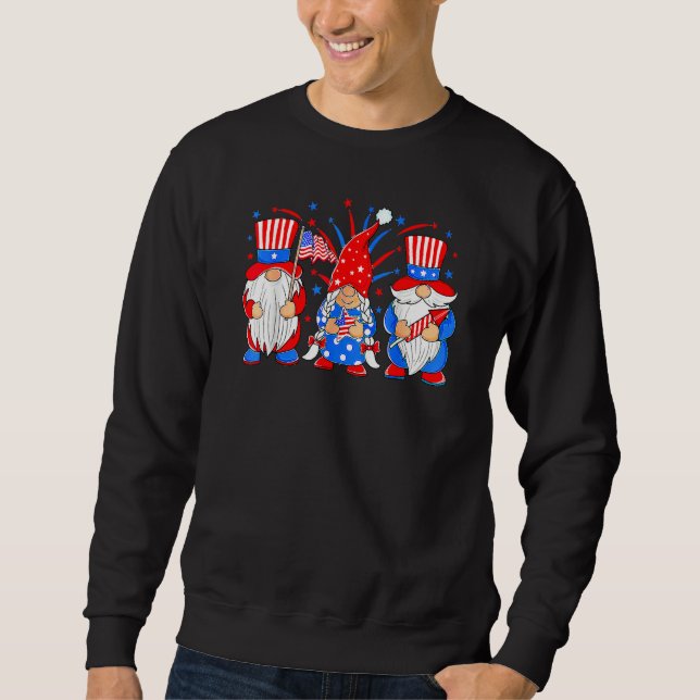 Sweatshirt 4th Of July Gnomes Patriotic American Flag Cute Th (Devant)