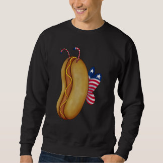 Sweatshirt 4th of July Hotdog Sunglasses America Flag Indepen