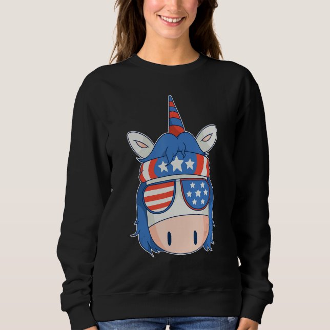 Sweatshirt 4th of July Independence Day USA Unicorn America P (Devant)