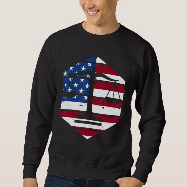 Sweatshirt 4th Of July Lawyer Attorney US Flag Scale Of Justi (Devant)