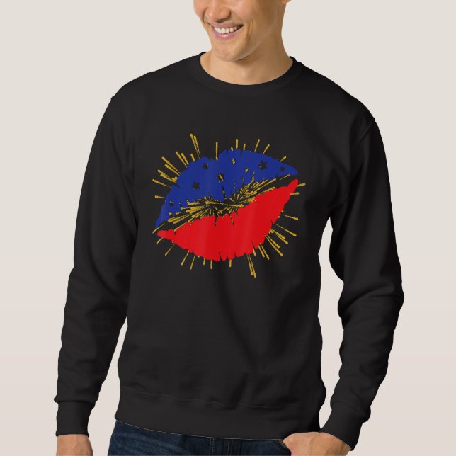 SWEATSHIRT 4TH OF JULY LIPSTICK KISS FOURTH OF JULY PATRIOTIC (Devant)