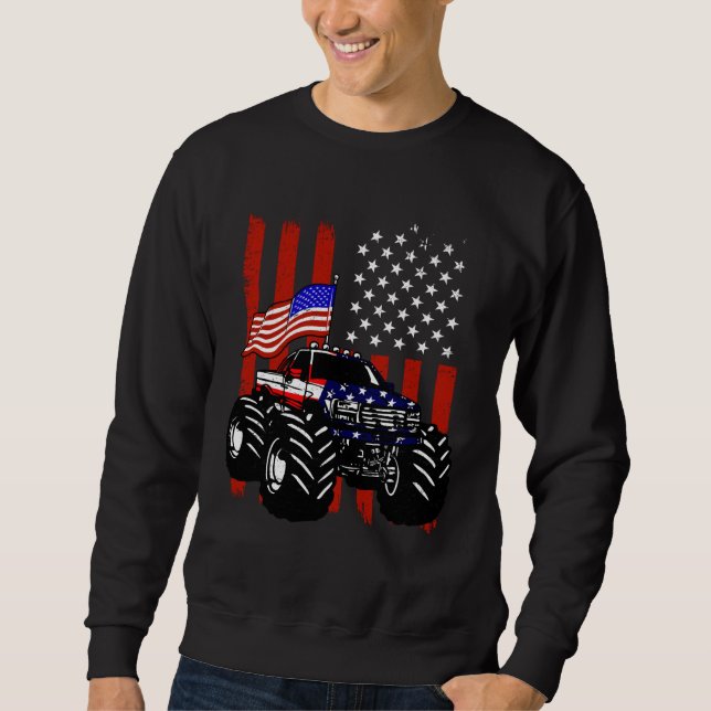 Sweatshirt 4th of July Monster Truck Kids Distressed USA Amer (Devant)