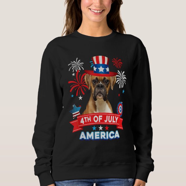 Sweatshirt 4th Of July Patriotic Day Boxer Dog Independence H (Devant)