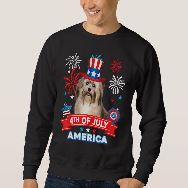 Sweatshirt 4th Of July Patriotic Day Havanese Dog Independenc (Devant)