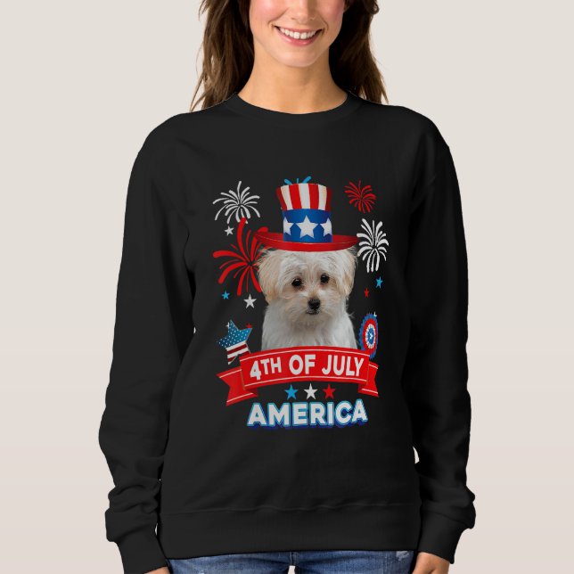 Sweatshirt 4th Of July Patriotic Day Maltese Dog Independence (Devant)