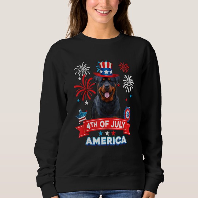 Sweatshirt 4th Of July Patriotic Day Rottweiler Dog Independe (Devant)