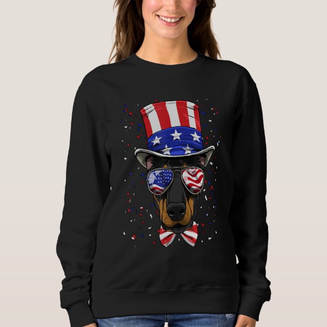 Sweatshirt 4th of July Patriotic Doberman Pinscher American U (Devant)