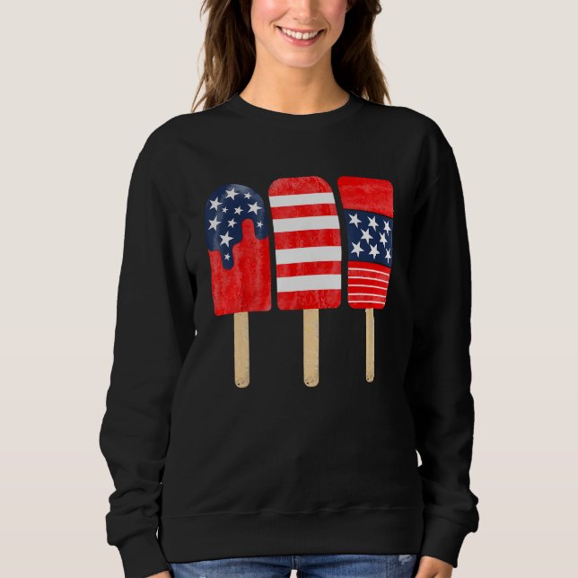 Sweatshirt 4th of July Popsicle Red White Blue American Flag  (Devant)