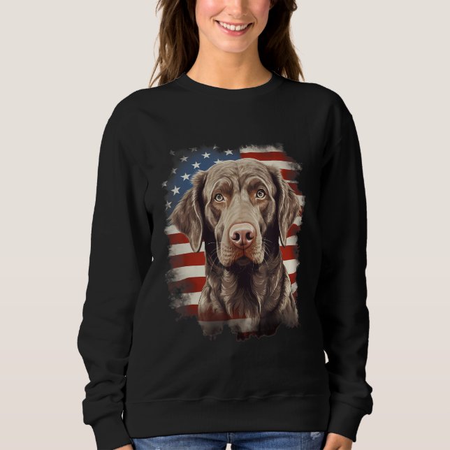 Sweatshirt 4th Of July US Flag Chesapeake Bay Retriever Dog 1 (Devant)