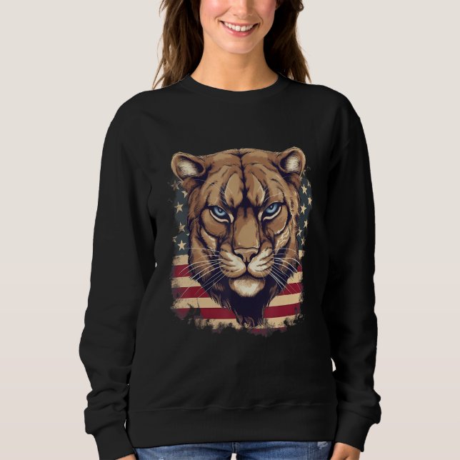 Sweatshirt 4th Of July US Flag Cougar (Devant)