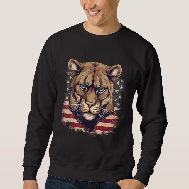 Sweatshirt 4th Of July US Flag Cougar (Devant)