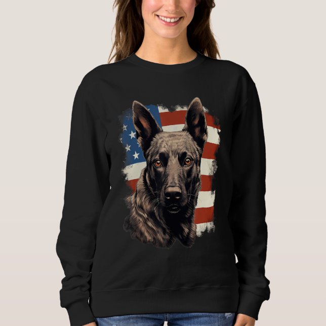Sweatshirt 4th Of July US Flag Dutch Shepherd Dog 1 (Devant)