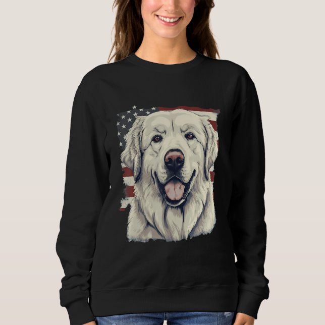 Sweatshirt 4th Of July US Flag Great Pyrenees Dog 1 (Devant)