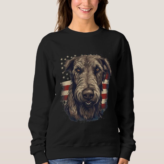 Sweatshirt 4th Of July US Flag Irish Wolfhound Dog 2 (Devant)