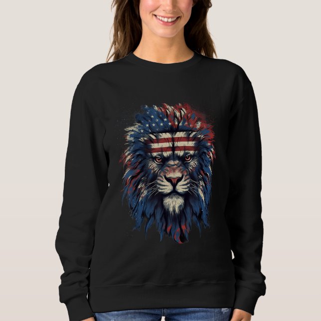 Sweatshirt 4th Of July US Flag Lion (Devant)