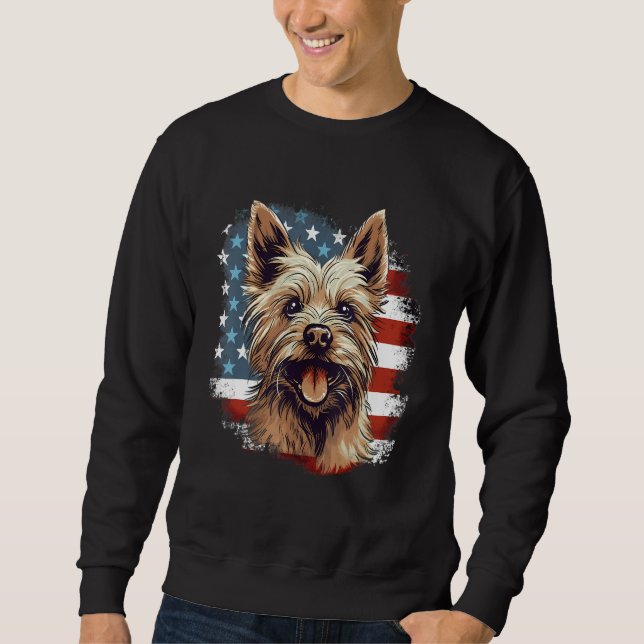 Sweatshirt 4th Of July US Flag Norwich Terrier Dog (Devant)