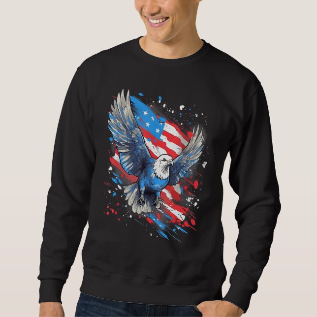 Sweatshirt 4th Of July US Flag Pigeon (Devant)